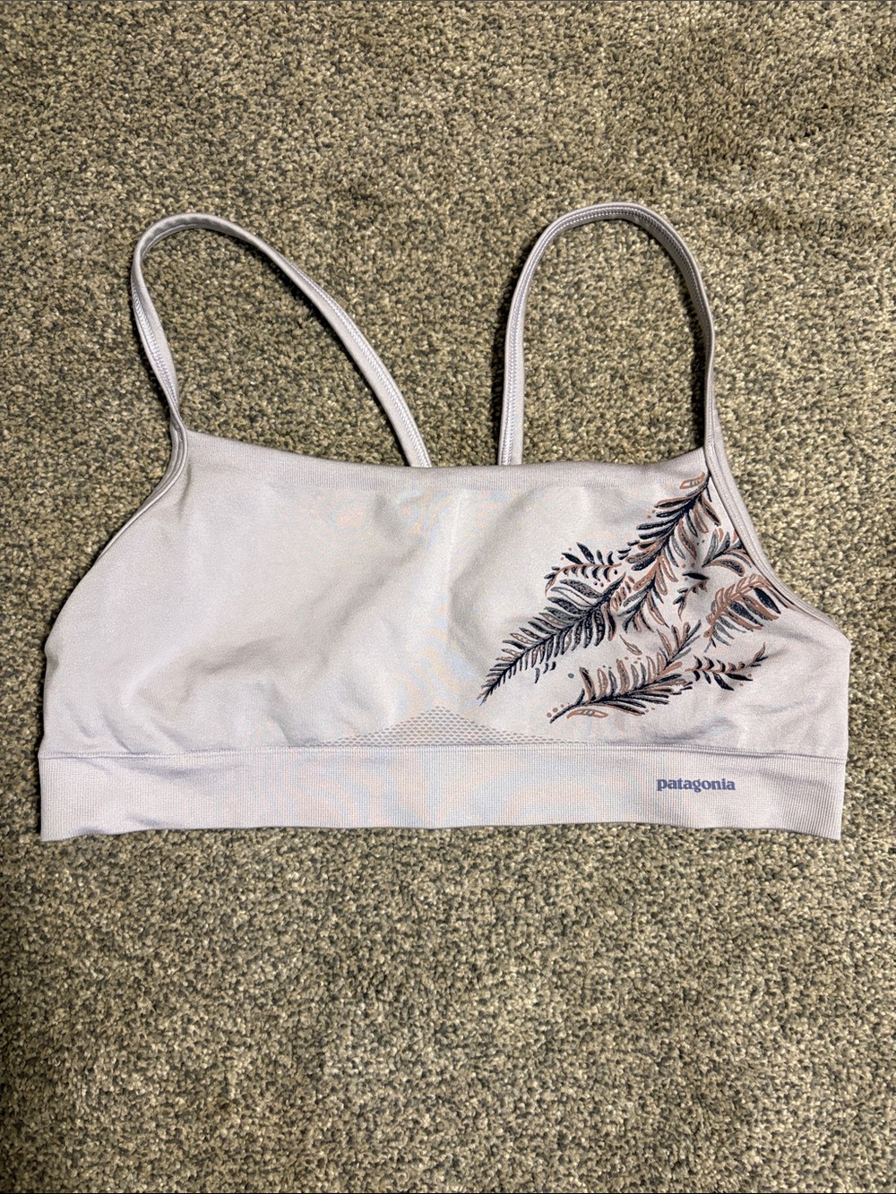 Patagonia Pale Pink Fern-Detail Light-Impact Sports Bra